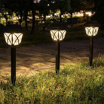 Светильник садовый на солн. батар. тм INBLOOM, 10х45см, 1LED, шампань, AA300mAh Ni-MH, 1 реж.,PP
