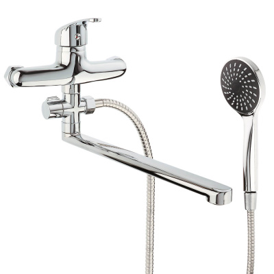 СоюзКран Смеситель для ванны с душем, прямой излив 30см, кер. картридж 35мм, цинк, хром SK08-P102