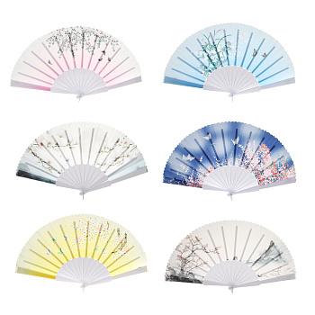 Веер складной тм GALANTE тканевый с рисунком, 23 см, полиэстер, пластик, 6 дизайнов