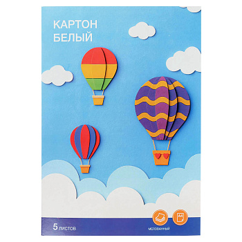 Картон белый ClipStudio А4, 5 л., мелованный, в карт. Папке
