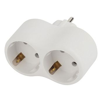 Разветвитель 2 гнезда Intro, евро, с заземлением, 16А, 250В, TR2e-W, белый