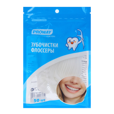 Зубочистки пластиковые с зубной нитью тм PROWAY, 50шт