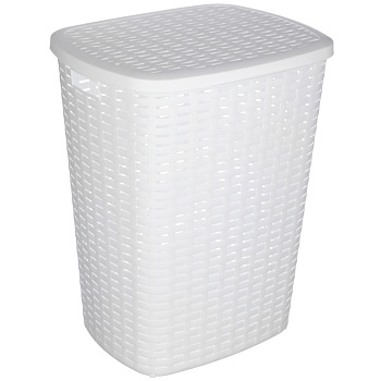 Корзина для белья с откидной крышкой, 50 л, 43х35х53 см, пластик, белый