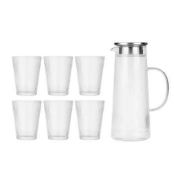 SATOSHI Набор Кувшин 1,3л, 6 стаканов 200мл, стекло, нерж.сталь