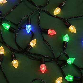 СНОУ БУМ Гирлянда эл. вьюн с насадками "Шишка" 10м, 80LED, мульти, 8 реж, ПВХ черный, 220В