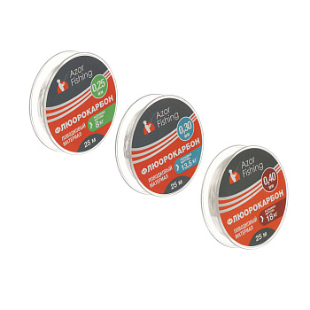 Материал поводковый тм AZOR FISHING, флюорокарбон 25м (0,25мм,0,30мм,0,40мм), 3 вида