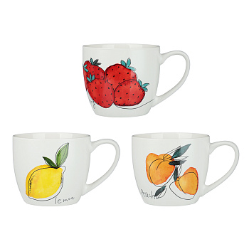 Кружка Фрукты микс тм MILLIMI, 500мл, 3 дизайна, фарфор