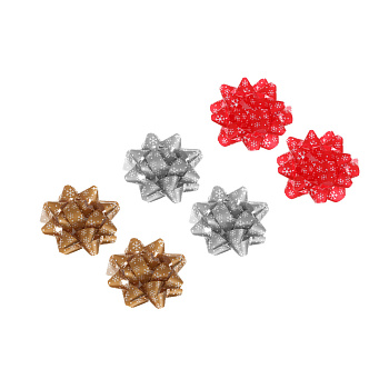 Набор бантов тм СНОУ БУМ принт снежинки, 10 см, 2 шт на подложке, ПП, 3 диз.