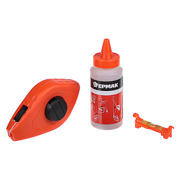 ЕРМАК Набор разметочный: шнур 30м в защитном корпусе, порошок, уровень