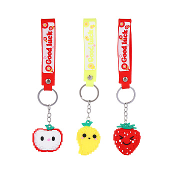 Брелок 4х4,5-5,5см, "Ягодка с пикселями", пластик, металлическое кольцо, петля, 3 дизайна