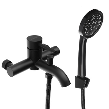 СоюзКран Смеситель для ванны с душем, короткий излив, картридж 35мм, нерж. сталь, черный, SS09-M132