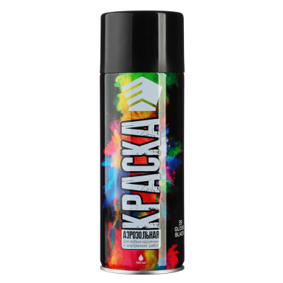 ЕРМАК Краска аэрозоль 400мл, черная, глянцевая 02(9001/39)