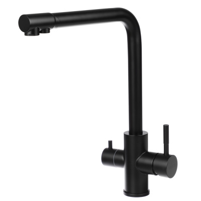 СоюзКран Смеситель для кухни с фильтром для пит. воды, картридж 35мм, нерж. сталь, черный SS01-G132