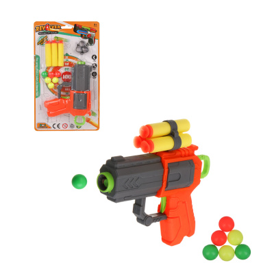ИГРОЛЕНД Бластер с шариками и мягкими пулями, PP, 15х3,5х26 см, 2 диз