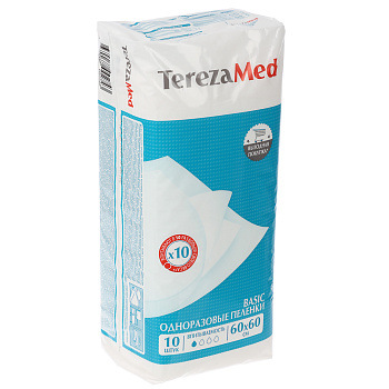 Пеленки впитывающие одноразовые TerezaMed Basic 60x60см, 10шт