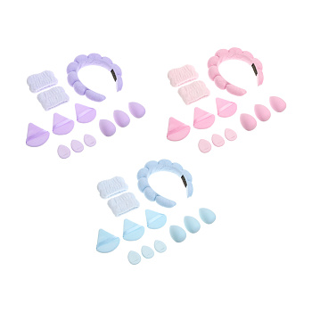 Набор 12шт тм ЮНИLOOK (ободок 1шт, напульсники 2шт, пуховка 3шт, д тона 3шт, блендер 3шт), 3цвета