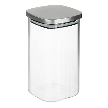 VETTA Рельеф Банка для хранения с металлической крышкой 1400мл, 18х10см, стекло