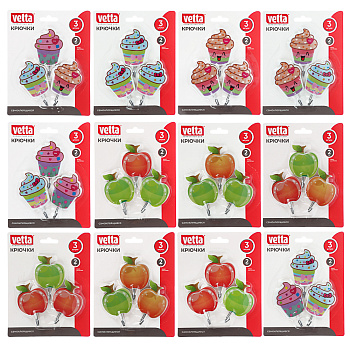 VETTA Крючки самоклеящиеся на блистере "Идиллия", 3шт, металл, пластик,  4 дизайна