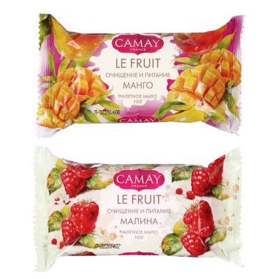 Мыло твердое туалетное CAMAY LE FRUIT Малина/Манго, п/э, 100г