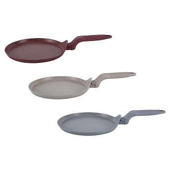 Сковорода литая блинная тм SATOSHI Мари d24см, антипригарное покрытие мрамор, индукция, 3 цвета