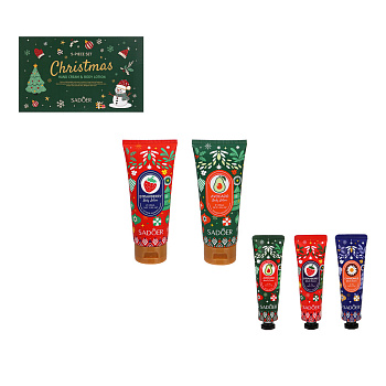 Набор кремов 5 шт (для рук 3шт х 30 гр,  для тела 2 шт х 100мл), тм SADOER Merry Xmas, подар.уп.