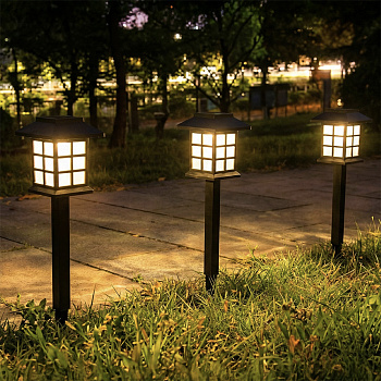 Светильник сад. на солн. батар. тм INBLOOM, 8.5х8.5х37.5см, 1LED,шампань, AAA100mAh NI-MH,2 реж., PP
