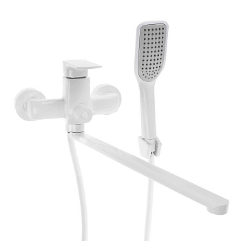 СоюзКран Смеситель для ванны с душем, прямой излив 35см, картридж 35мм, цинк, белый SK08-P109