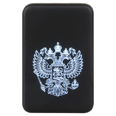 BY Аккумулятор мобильный Светящийся 10000мАч, USB-A,USBC,встр.каб.,QC,PD,22.5W, Герб, короб. белая