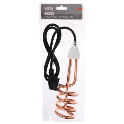 Электрокипятильник 2500Вт тм VETTA, 220В, шнур 90см, погружная часть 15см