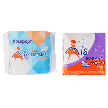 Прокладки гигиенические Mis нормал софт, 3 капли, п/э, 10 шт
