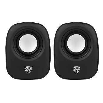 Колонки компьютерные проводные BY, 6W., 3.5 мм. mini-jack, USB, регулятор громкости, пластик, чёрный
