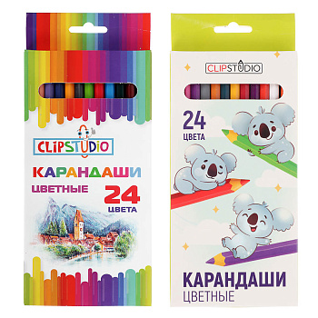 Карандаши 24цв. ClipStudio шестигранные заточ., пластик, улучшенное письмо, в карт.коробке