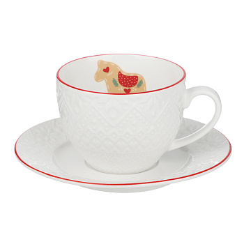 MILLIMI Чайная пара, 240мл, красная отводка, 2 предмета