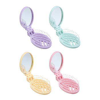 ЮНИLOOK Расческа продувная тм ЮНИLOOK, складная с зеркалом, дорожная, пластик, 17,5х5,5см, 4 цвета