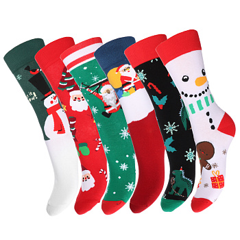 GALANTE Носки новогодние, р.25-27, 80% хлопок, 20% эластан, разноцветные