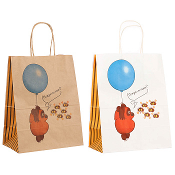 Пакет подарочный с кручеными ручками 24х14х30см, "Винни-Пух. Пожуж-ж-жим", в ассортименте