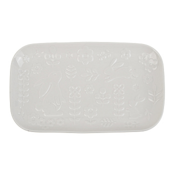 Блюдо прямоугольное тм MILLIMI Зайчик 25,3х15х2,5см, фарфор