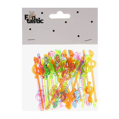 Пики декоративные тм Fntastic, 35шт, 80-85мм, "Скрипичный ключ", "Карты", пластик, 2 вида