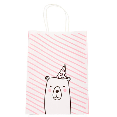 Пакет подарочный с кручеными ручками L 24x10,5x32 см, "Мишка"