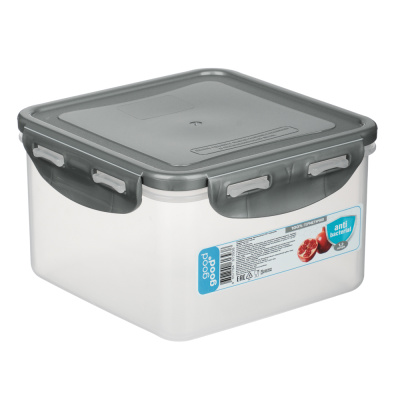 Контейнер герметичный для СВЧ с защелками тм Good&good, квадратный 1,25л, пластик