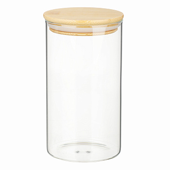 VETTA ЭКО Эллипс Банка для хранения 700мл, 15х8,5см, стекло, бамбук