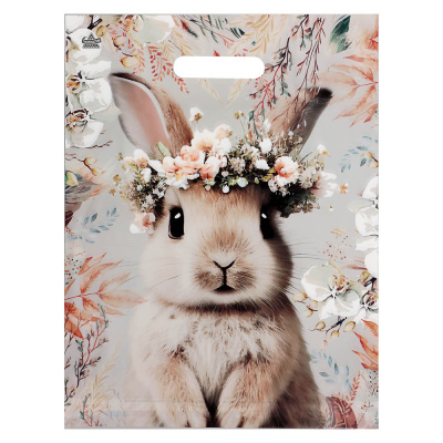 Пакет Летний Зайка/Ёжик-пакет вырубной, L 40х31см, 60 мкм, ламинат