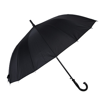 Зонт-трость универсальный, диаметр 115см, 16 спиц, металл, полиэстер, эпонж, черный