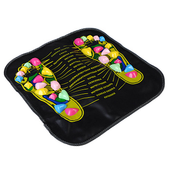 SILAPRO Коврик массажный для ног с указанием акупунктурных точек, 35х35см, пластик, искусств.кожа