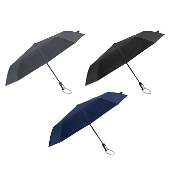 Зонт автомат, усиленный, металл, пластик, полиэстер, винил, d103см, 10 спиц, 3 цвета