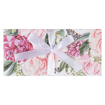 Конверт подарочный ДЛЯ ДЕНЕГ - ПИОН, с бантом, 172х83