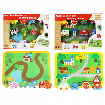 Детская игра "Счастливый город"/ферма, 32х22,5х2,5см, дерево, текстиль