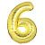 Шар воздушный Цифра "6", золотистый, фольга, 40'/101 см