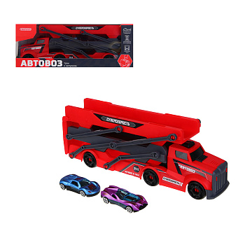 ИГРОЛЕНД Автовоз трек с запуском, РР, АБС, 28,5х8х10,5 см, 3 дизайна