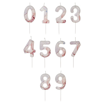 Свеча для торта тм Fntastic, 6 см, в форме цифр (0-9), мраморная, парафин